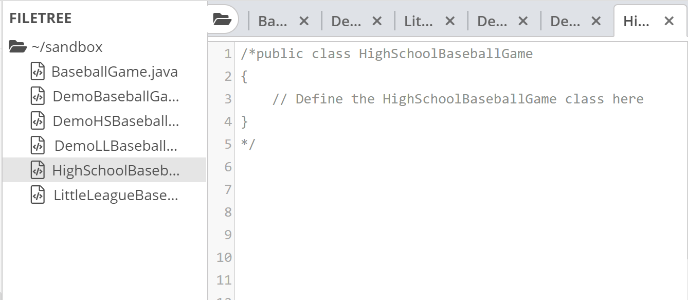 Solved Java Programming Create a class named BaseballGame | Chegg.com