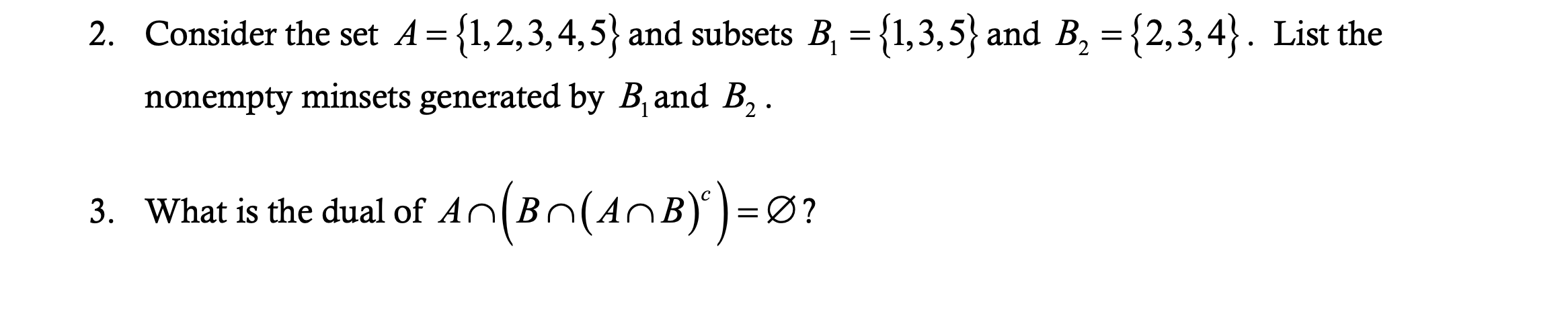 Solved 2. Consider The Set A={1,2,3,4,5} And Subsets | Chegg.com