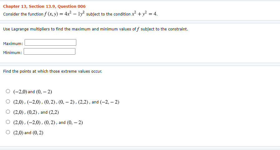 Solved Chapter 13, Section 13.9, Question 006 Consider the | Chegg.com