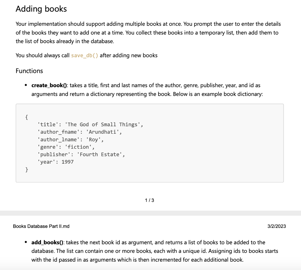 Solved I want to continue this Python File of book database | Chegg.com