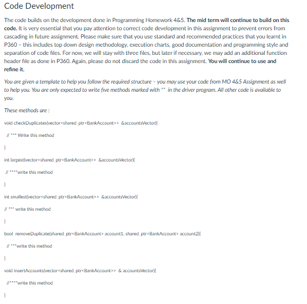 Solved Code Development The code builds on the development | Chegg.com