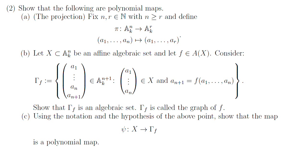  2 show that the following are polynomial maps a chegg