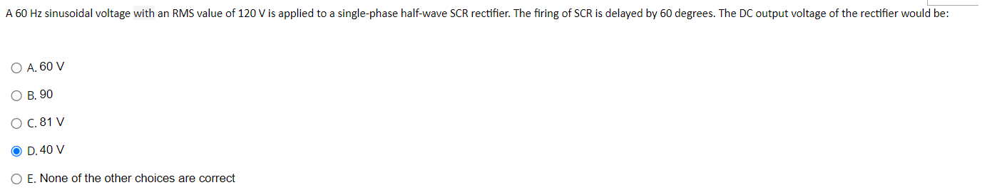 Solved A 60 Hz sinusoidal voltage with an RMS value of 120 V | Chegg.com