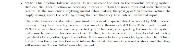 Solved smoothie problem in PYTHON for THONNY IDE have | Chegg.com