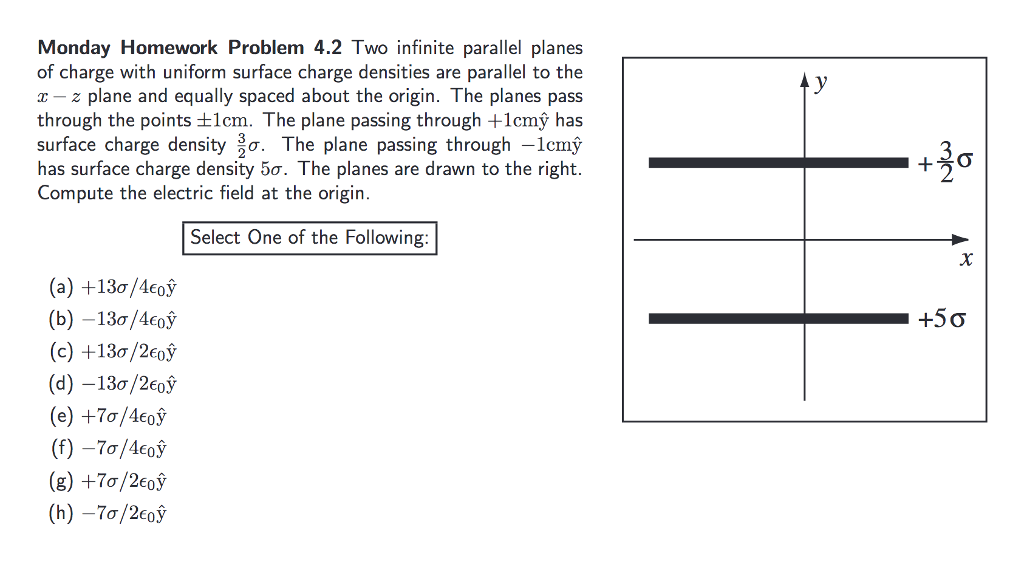 Solved Monday Homework Problem 4.2 Two infinite parallel | Chegg.com