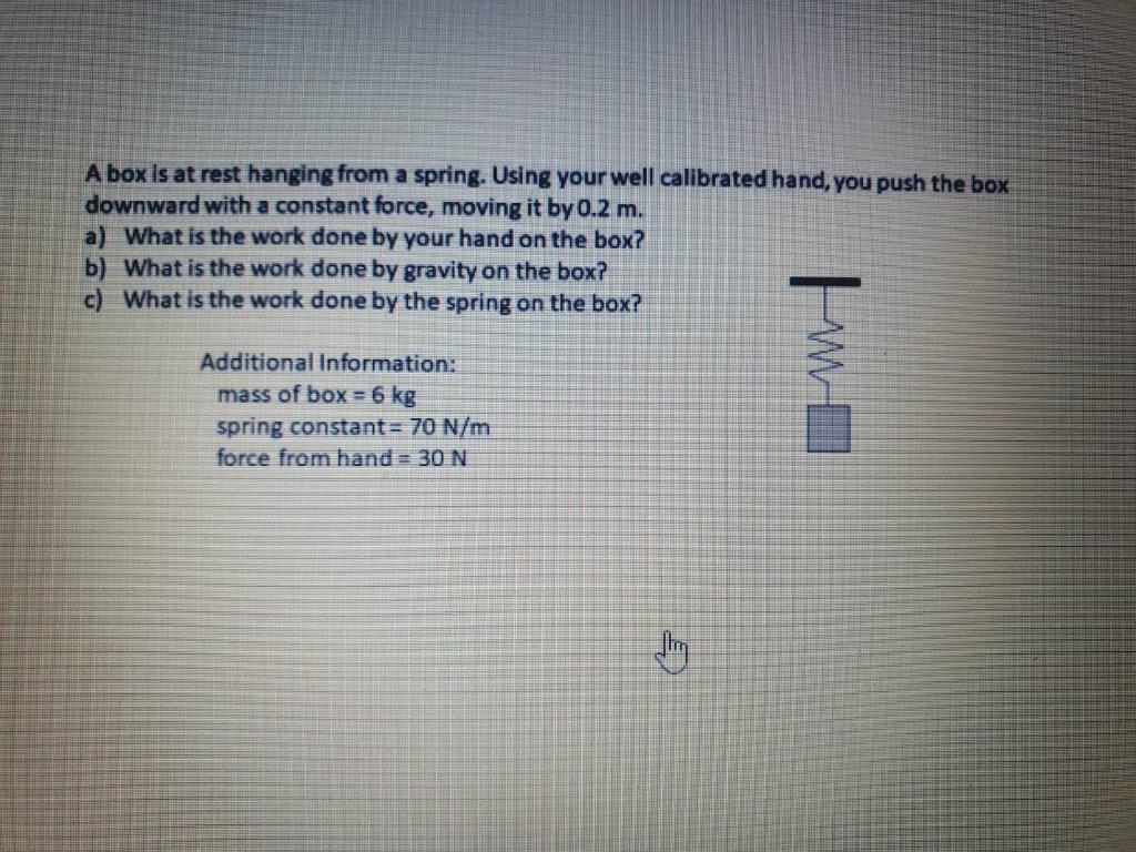 Solved A box is at rest hanging from a spring. Using your | Chegg.com