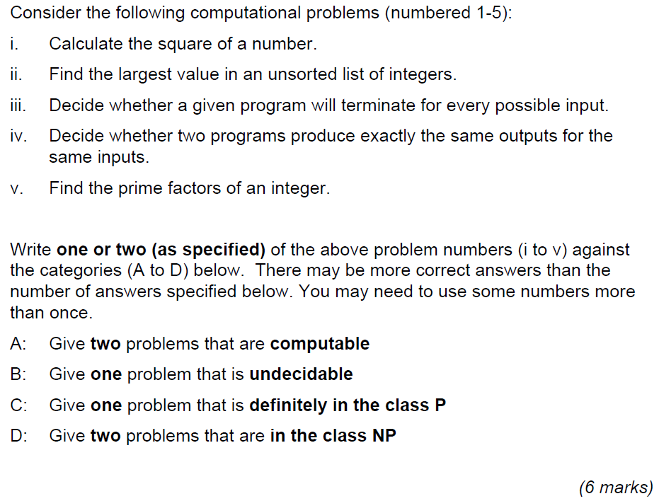 Solved Consider the following computational problems | Chegg.com