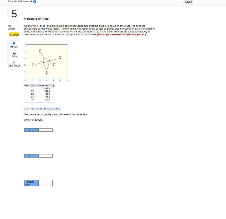 Solved Chapter 8 Homework Saved 5 Problem 8-15 (Algo) 10 | Chegg.com