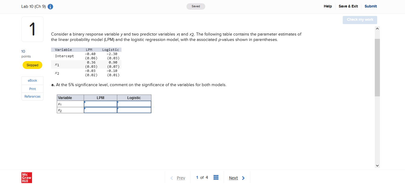 Solved Consider A Binary Response Variable Y And Two 5979