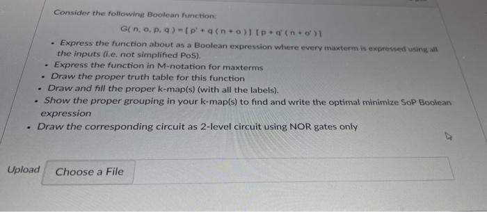 Solved Answer ALL parts. Consider the following Boolean | Chegg.com