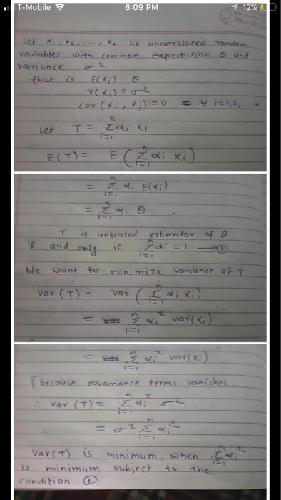 Solved In the preceding problem, minimize the variance of | Chegg.com