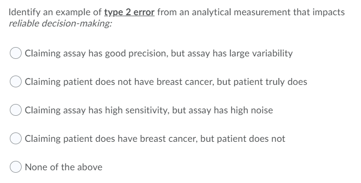 Solved Identify an example of type 2 error from an | Chegg.com