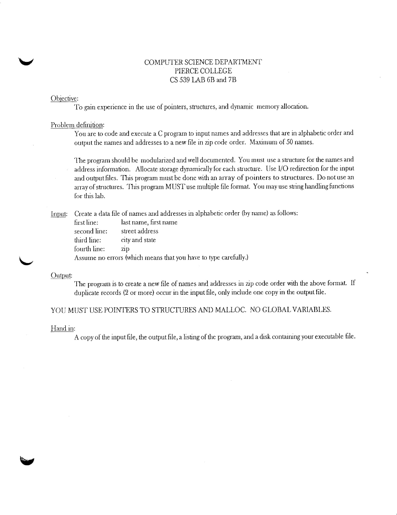 IN C LANGUAGE orth 200 points Dynamic memory | Chegg.com