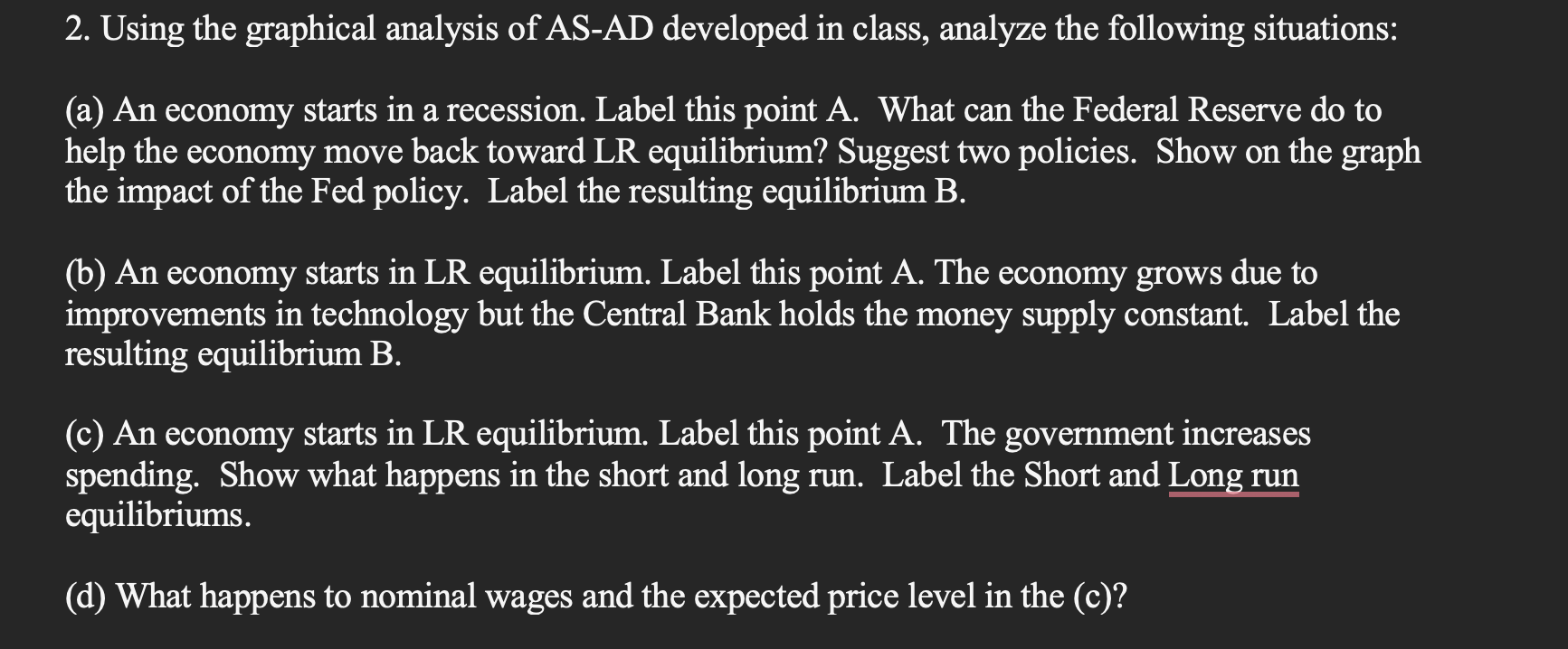 Solved 2. Using the graphical analysis of AS-AD developed in | Chegg.com