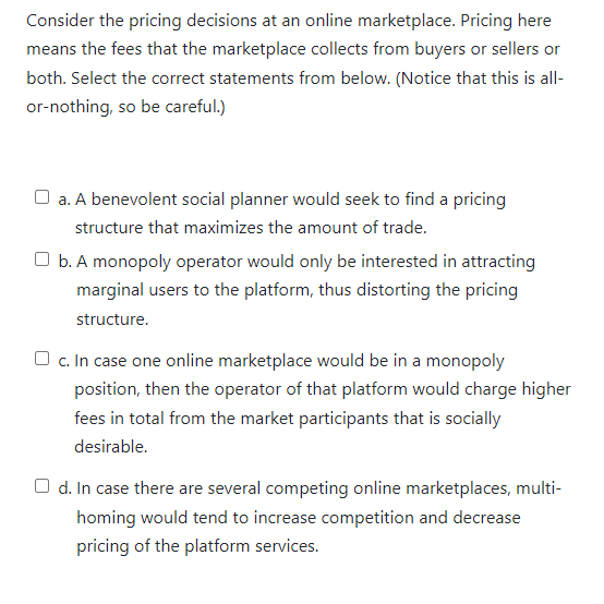 Solved Consider The Pricing Decisions At An Online | Chegg.com