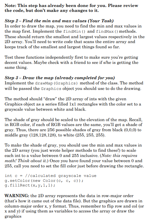 Solved class MapDataDrawer // a class for maintaining a 2D | Chegg.com