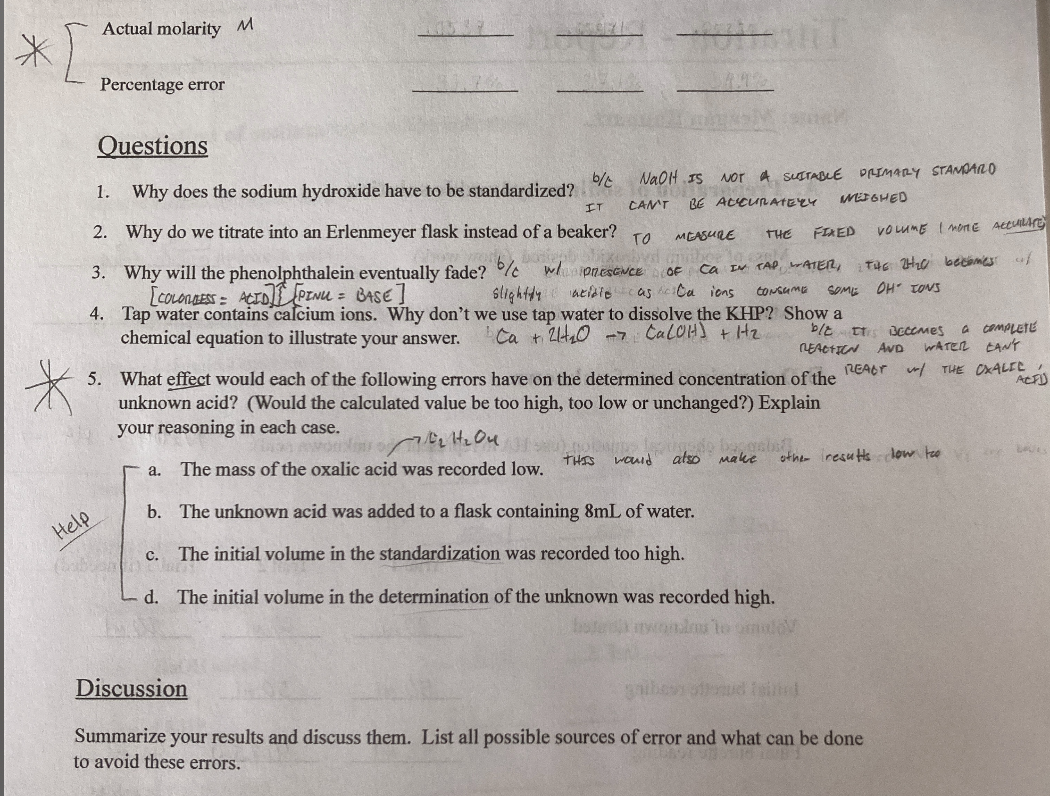 Instructions for Titration lab These are the