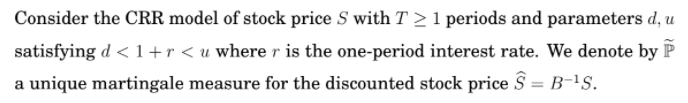 Solved Consider the CRR model of stock price S with T > 1 | Chegg.com