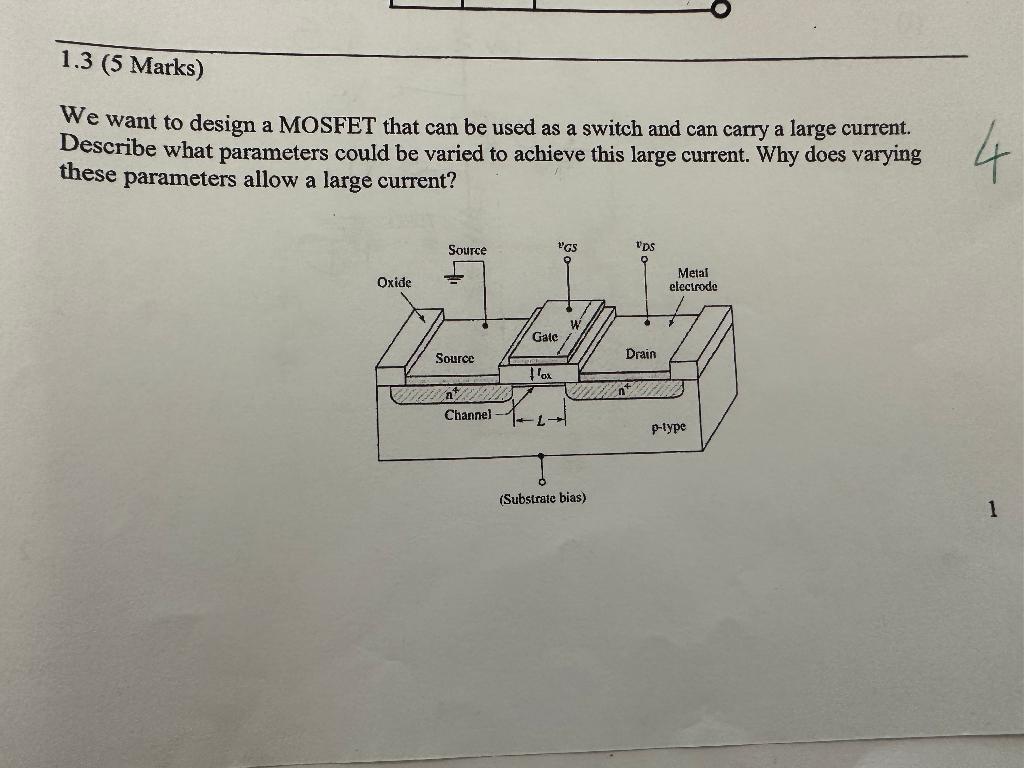 Solved We want to design a MOSFET that can be used as a Circuit Diagram