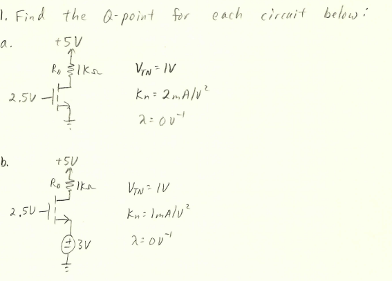 Solved each circuit below i 1. Find the Q-point for +5V a Ro | Chegg.com