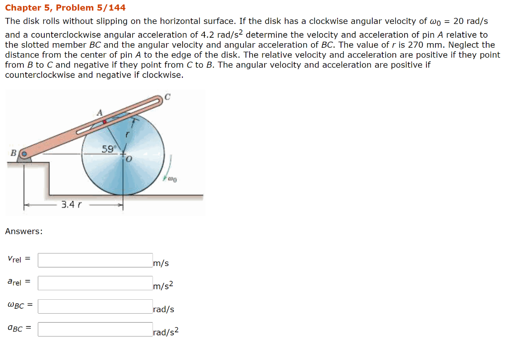 Solved Chapter 5, Problem 5/144 The disk rolls without | Chegg.com