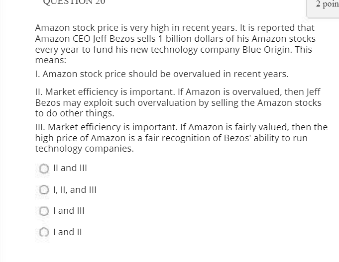 Solved Amazon stock price is very high in recent years. It | Chegg.com