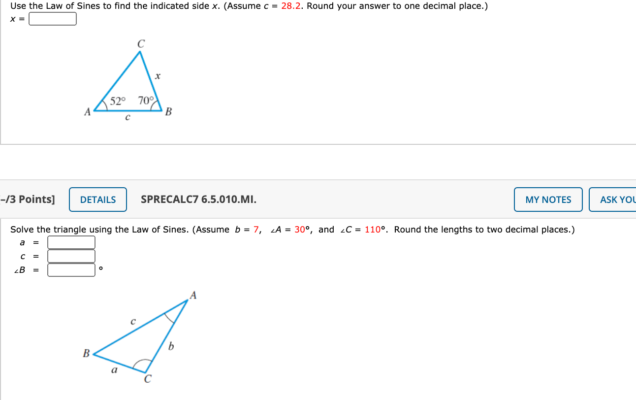 Solved Use the Law of Sines to find the indicated side x. | Chegg.com