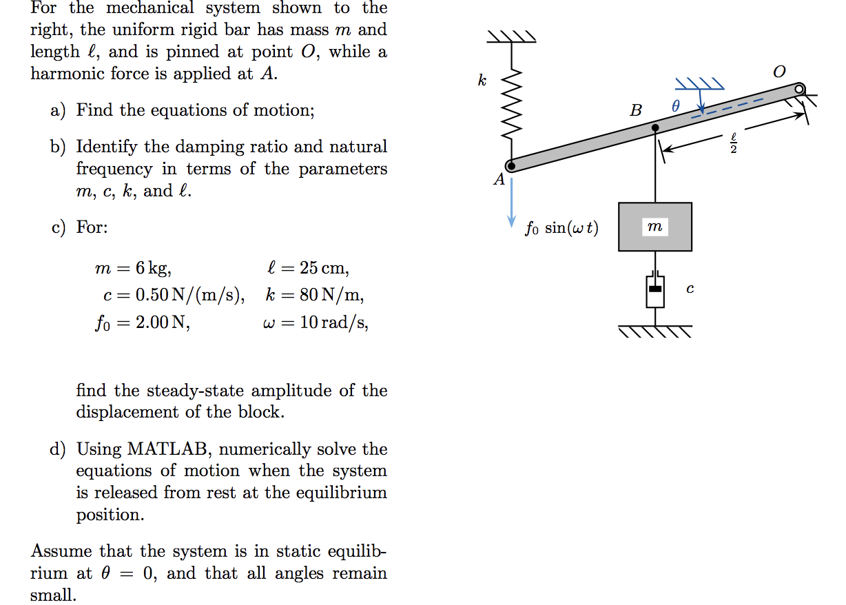 ight, the uniform rigid bar has mass m and ength ℓ, | Chegg.com