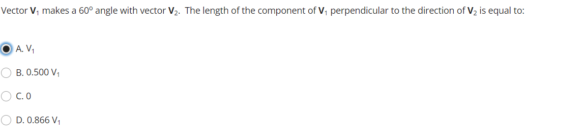 Solved Vector V, makes a 60° angle with vector V2. The | Chegg.com