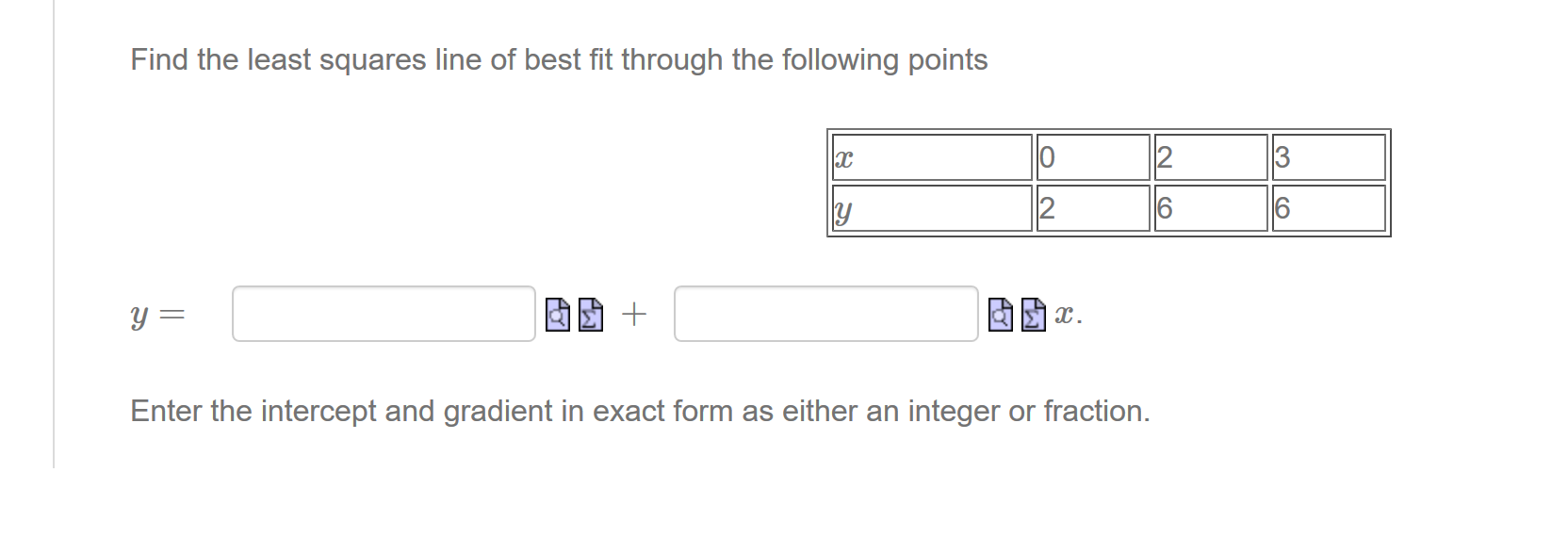 Solved Find the least squares line of best fit through the | Chegg.com