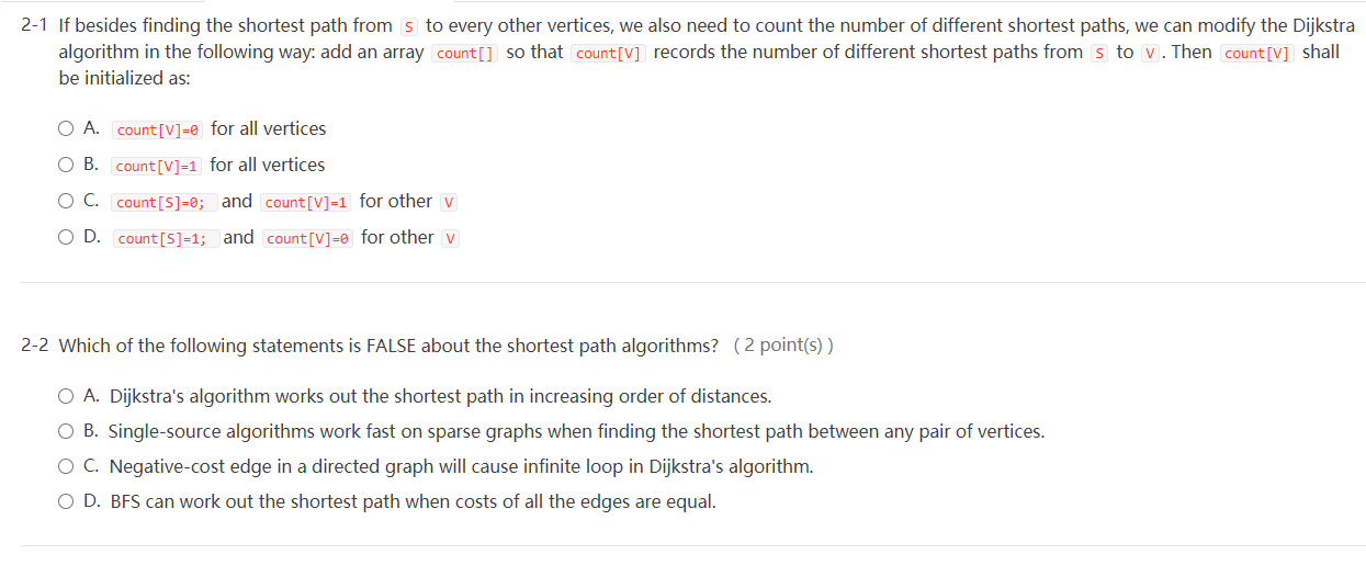 Solved 2-1 If besides finding the shortest path from s to | Chegg.com