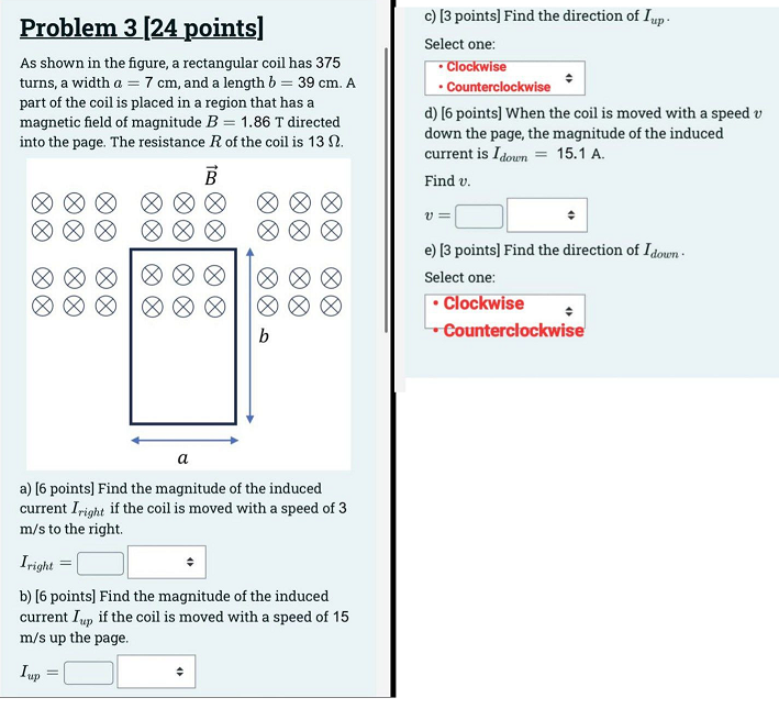 Solved c) [3 ﻿points] ﻿Find the direction of Iup.Select