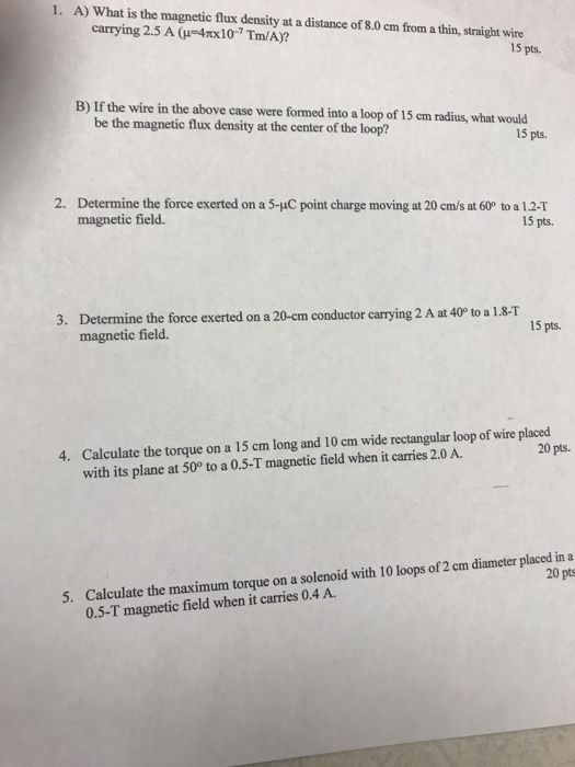 Solved 1. A) What is the magnetic flux density at a distance | Chegg.com