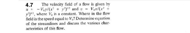 Solved 4.7 The velocity field of a flow is given by U = | Chegg.com