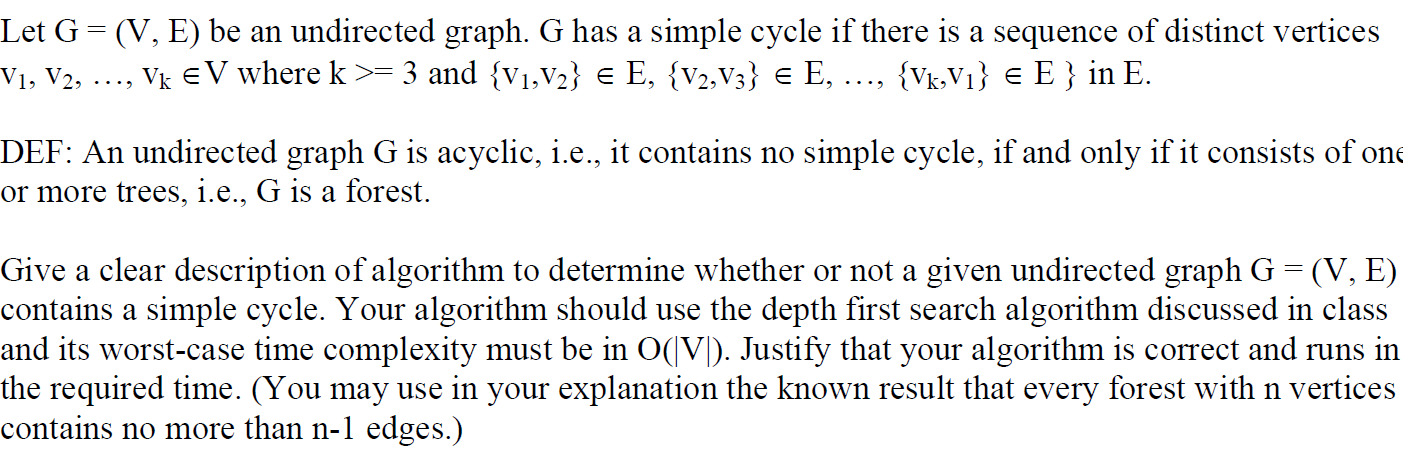 Solved Let G = (V, E) be an undirected graph. G has a simple | Chegg.com