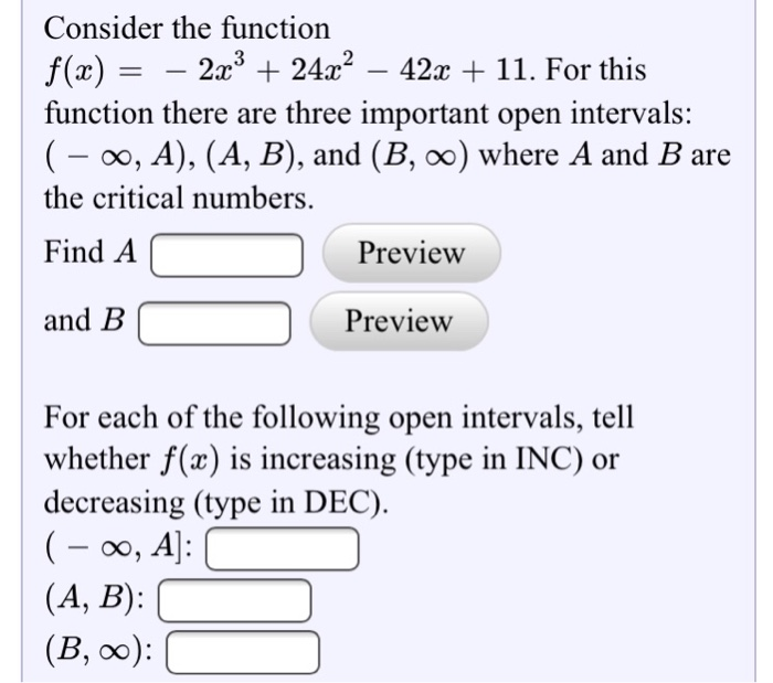 Solved Consider the function f(x)--2x3 24m2-42x + 11. For | Chegg.com