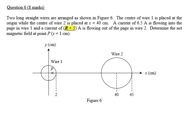 Solved Question 6 8 Marks Two Long Straight Wires Are A Chegg Com