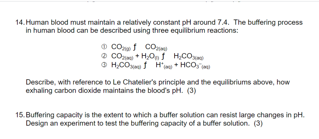 Solved 4. Human blood must maintain a relatively constant pH | Chegg.com