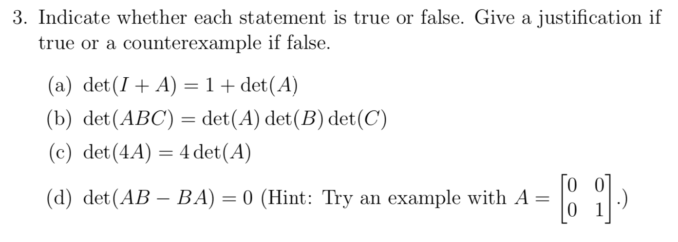 Solved 3. Indicate whether each statement is true or false. | Chegg.com