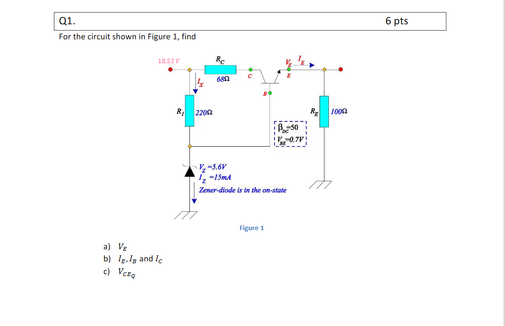 Solved 6 pts Q1. For the circuit shown in Figure 1, find | Chegg.com
