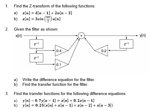 Solved 1. Find the Z-transform of the following functions: | Chegg.com