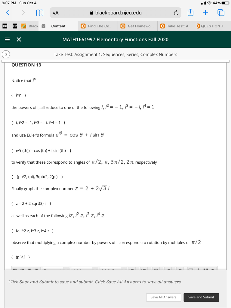 Solved 907 PM Sun Oct 4 11 44 AA A blackboard.njcu.edu +