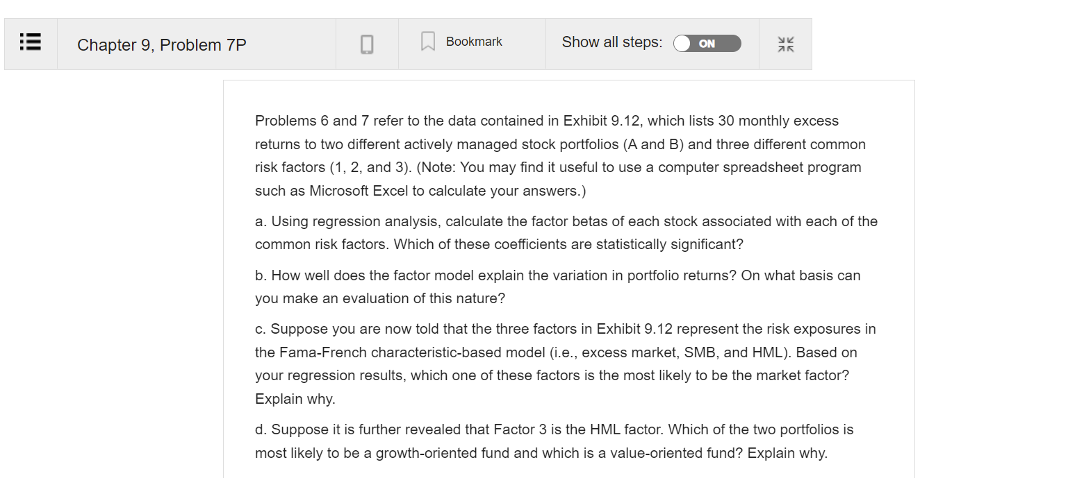 Chapter 9, Problem 7P Bookmark Show all steps: ON | Chegg.com