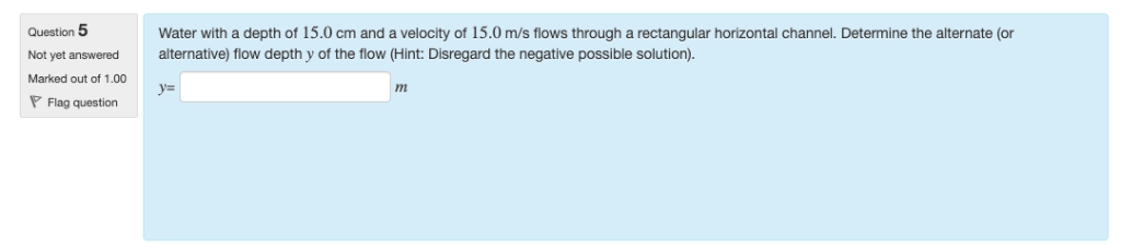 Solved Question 5 Water with a depth of 15.0 cm and a | Chegg.com