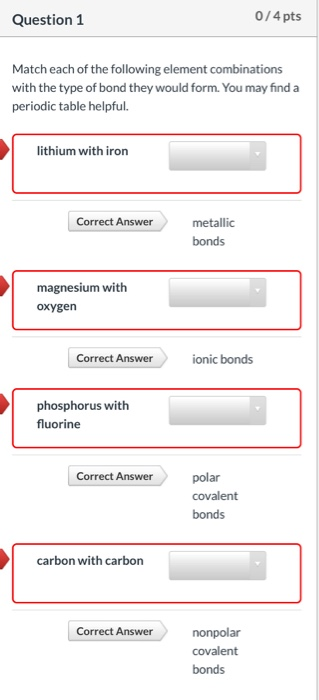 Solved 0/4 pts Question 1 Match each of the following | Chegg.com