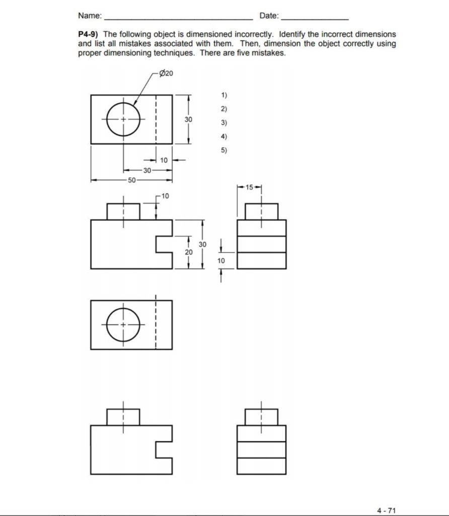 Solved P4-5) The following object is dimensioned | Chegg.com