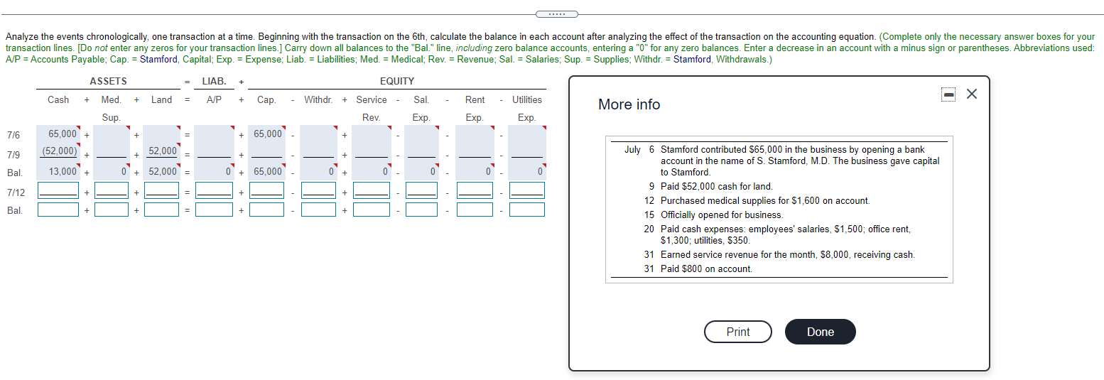 Solved Analyze the events chronologically, one transaction | Chegg.com