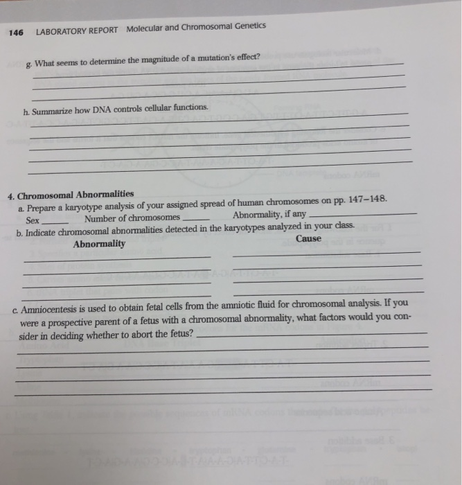 Solved 146 LABORATORY REPORT Molecular and Chromosomal | Chegg.com