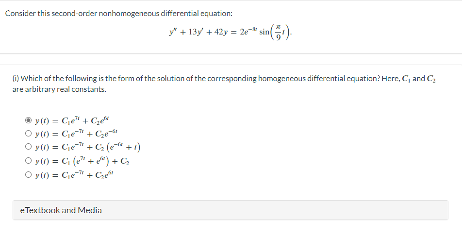 Solved Consider This Second Order Nonhomogeneous 8676