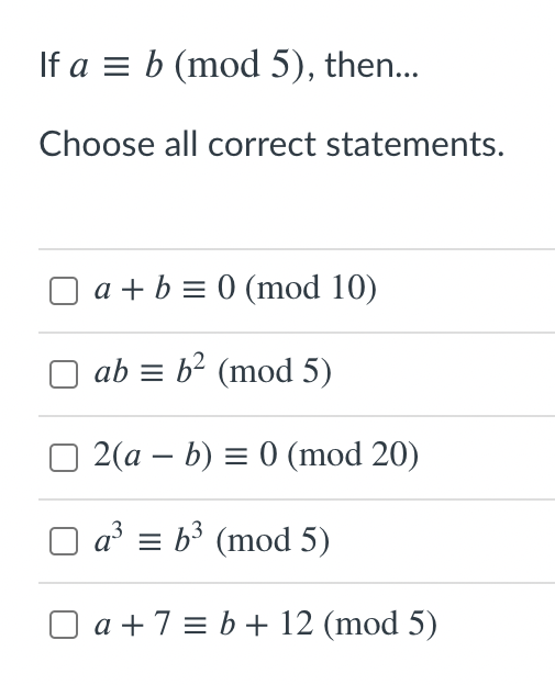 Solved A) If 𝑎≡17(mod3), then what is the remainder of 𝑎 | Chegg.com